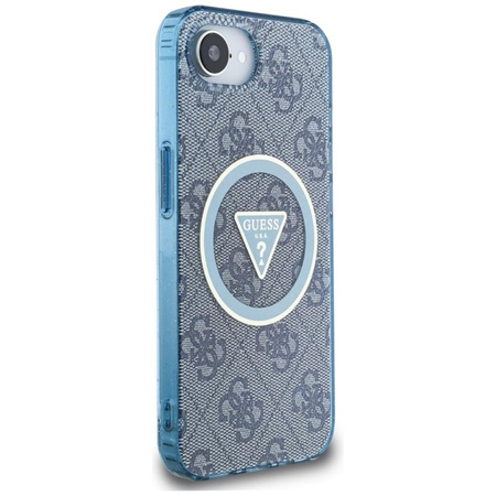 Guess IML Metal Glitter 4G Circle Triangle MagSafe - Hülle für iPhone 16e (blau)