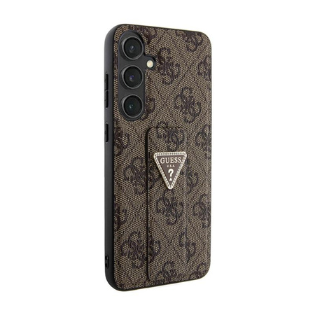Pouzdro Guess Grip Stand 4G Triangle Strass Logo - Samsung Galaxy S24 (hnědé)