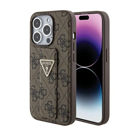 Guess Grip Stand 4G Triangle Strass Logo - iPhone 15 Pro Case (brown)