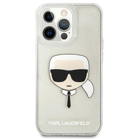Karl Lagerfeld Karl's Head Glitter - Coque pour iPhone 13 Pro (argent)