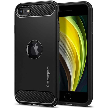 Spigen Rugged Armor - Gehäuse für iPhone SE 2022 / SE 2020 / 8 / 7 (Schwarz)