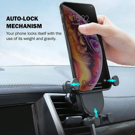 Crong Gravity Auto-Lock Car Holder - Gravity Car Holder for phone 4.7"-6.5" (black)