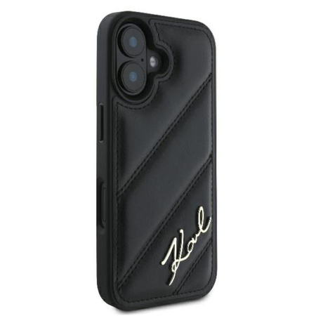 Karl Lagerfeld Quilted Signature - pouzdro pro iPhone 16 Plus (černé)