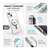 Speck Presidio Perfect-Clear Grip ClickLock & MagSafe - Coque iPhone 15 Plus / iPhone 14 Plus (Clair / Finition Chrome / Argent Serein)