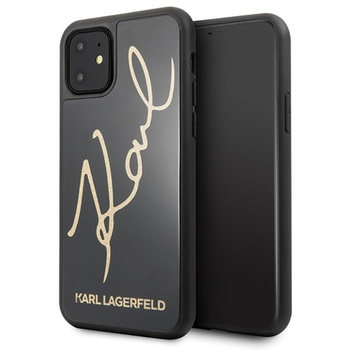 Karl Lagerfeld Double Layers Glitter Signature Case - iPhone 11 tok (fekete)