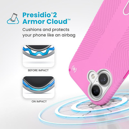 Speck Presidio2 Grip ClickLock & MagSafe - iPhone 16 Case (True Pink / Shocking Pink / White)