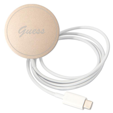 Guess Bundle Pack MagSafe 4G - MagSafe iPhone 11 case + charger set (pink/gold)