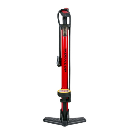 Dunlop - Floor pump for bikes, balls, mattresses with pressure gauge (Red)