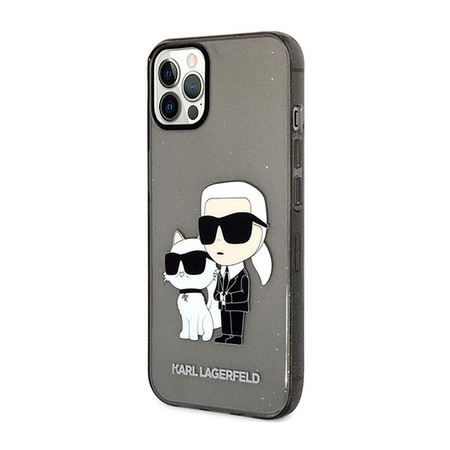 Karl Lagerfeld IML Glitter NFT Karl & Choupette - Coque iPhone 12 / iPhone 12 Pro (noir)