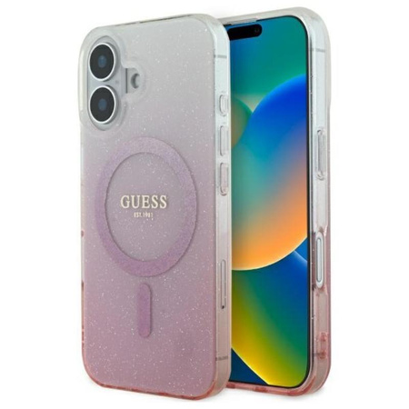 Guess IML Glitter Gradient MagSafe - Hülle iPhone 16 (Rosa)