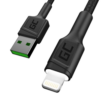 Green Cell Ray - USB kabel - Lightning 200 cm s bílým LED podsvícením, rychlé nabíjení Apple 2,4 A