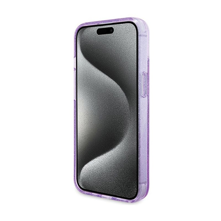 Guess Ring Stand Script Glitter MagSafe - iPhone 15 Case (violet)