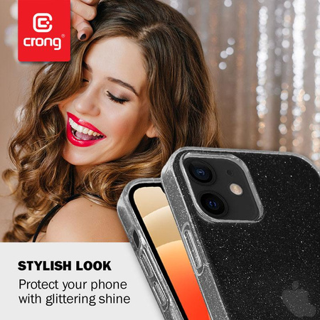 Crong Glitter Case - Coque pour iPhone 12 Mini (Transparent/Argent)