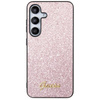 Pouzdro Guess Glitter Flakes Metal Logo - Samsung Galaxy S24 (růžové)