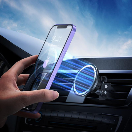 Crong Carclip Magnetic - Support magnétique MagSafe pour voiture (noir)