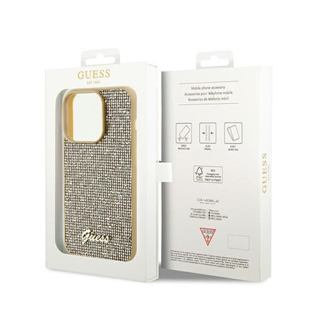 Guess Disco Metal Script - Coque iPhone 14 Pro (Or)