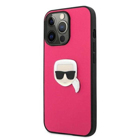 Karl Lagerfeld PU Leder Karl's Head Metall - iPhone 13 Pro Tasche (rosa)