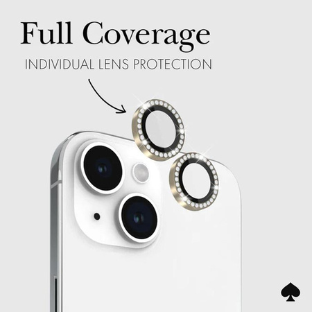 Kate Spade New York Aluminum Ring Lens Protector - ochranné sklo pro objektiv fotoaparátu iPhone 15 / iPhone 15 Plus (sada v barvě Stone Gold)