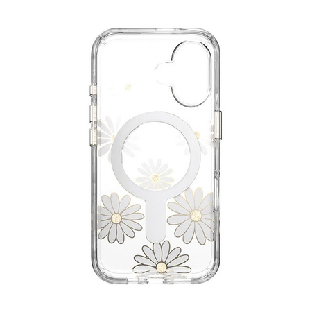Speck Presidio Lux ClickLock & MagSafe - iPhone 16 Hülle (Sunshine Daisies / Transparent / Gold)