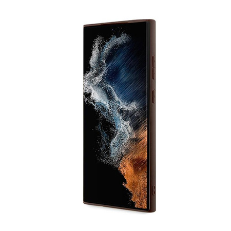 Guess 4G Bottom Stripe Metal Logo Collection - Samsung Galaxy S24 Ultra Tasche (braun)