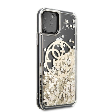 Guess Liquid Glitter Circle Logo - Coque iPhone 11 Pro (Or)