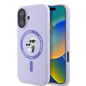 Karl Lagerfeld Silikon Karl & Choupette Ring MagSafe - iPhone 16 Plus Hülle (lila)