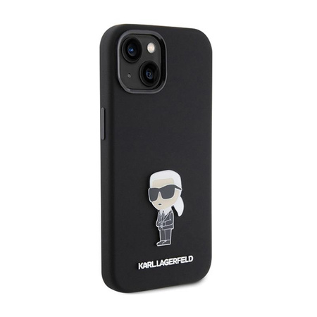 Karl Lagerfeld Silicone Ikonik Metal Pin - pouzdro na iPhone 15 (černé)