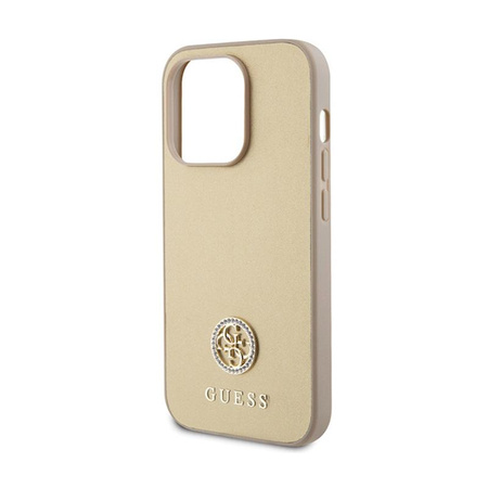 Guess 4G Strass Metal Logo - Tasche für iPhone 15 Pro (Gold)