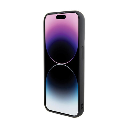 Karl Lagerfeld Gripstand Saffiano Karl & Choupette Pins - iPhone 14 Pro Tasche (Schwarz)