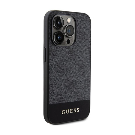 Guess 4G Bottom Stripe Metal Logo Collection - iPhone 15 Pro Tasche (grau)