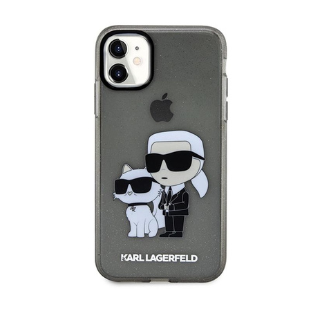 Karl Lagerfeld IML Glitter Karl & Choupette - iPhone 11 tok (fekete)