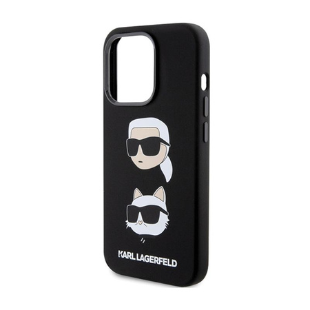 Karl Lagerfeld Silicone Karl & Choupette Heads - Coque iPhone 15 Pro Max (noir)