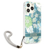 Guess Flower Cord - Etui avec dragonne iPhone 13 Pro (Vert)