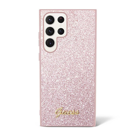 Guess Glitter Flakes Metall Logo Case - Samsung Galaxy S23 Ultra Case (rosa)