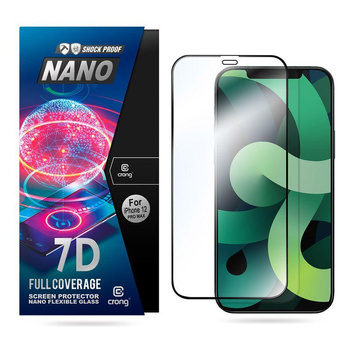 Crong 7D Nano Flexible Glass - Vetro ibrido 9H infrangibile per l'intero schermo dell'iPhone 12 Pro Max