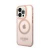 Guess Gold Outline Transluzent MagSafe - iPhone 14 Pro Tasche (rosa)