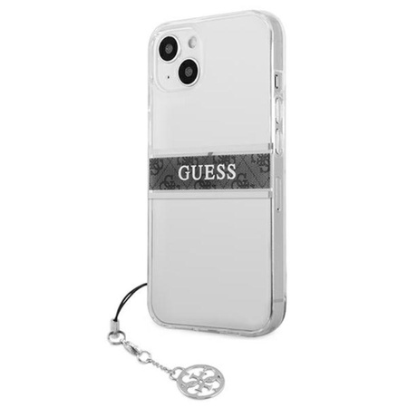 Guess 4G csíkos szürke charm - iPhone 13 mini tok (átlátszó)