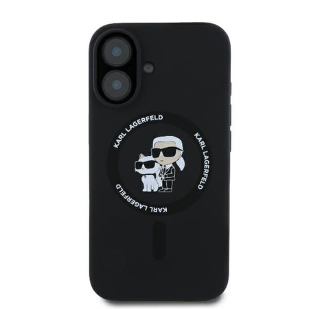 Karl Lagerfeld Silicone Karl & Choupette Ring MagSafe - Coque pour iPhone 16 Plus (noir)