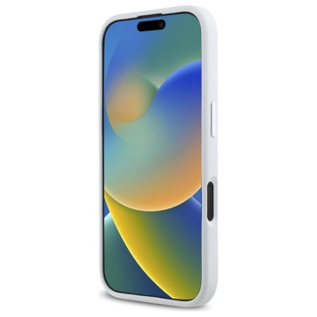 Karl Lagerfeld Silicone Shadow Metal Initial MagSafe - Hülle für iPhone 16 (weiß)