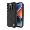 BMW kožené prošívané pouzdro - iPhone 15 Pro Max (černé)