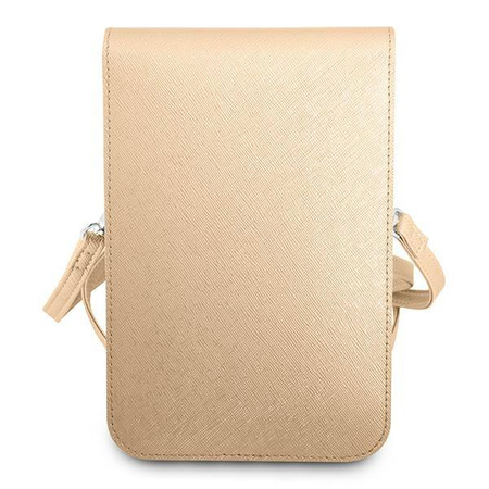 Guess Wallet Saffiano Triangle Logo Phone Bag - Smartphone and Accessory Bag (Beige)