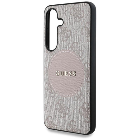 Guess 4G Round Patch Classic Logo MagSafe - Hülle für Samsung Galaxy S25+ (rosa)