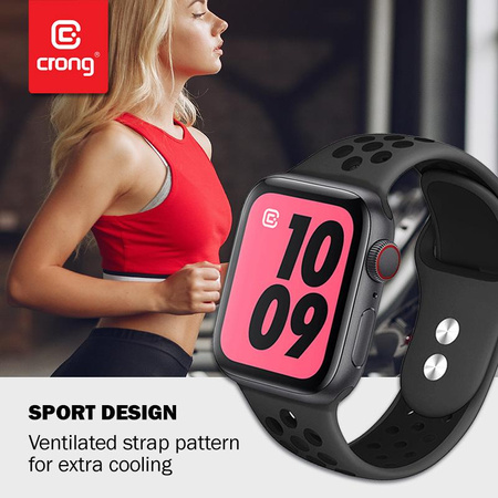 Crong Duo Sport - Řemínek pro Apple Watch 38/40/41/42 mm (šedý/černý)