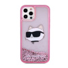 Karl Lagerfeld Liquid Glitter NFT Choupette Head - iPhone 12 / iPhone 12 Pro Tasche (rosa)