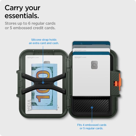 Spigen Lock Fit MagSafe - magnetická peněženka (vojensky zelená)