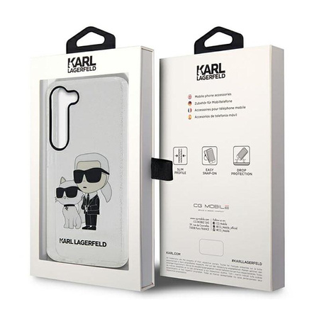 Karl Lagerfeld IML Glitter NFT Karl & Choupette - Pouzdro pro Samsung Galaxy S23 (průhledné)
