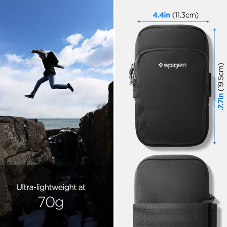 Spigen A702 Dynamic Shield Armband - Pouzdro / Sportovní náramek na smartphone do 6.9" (Černá)