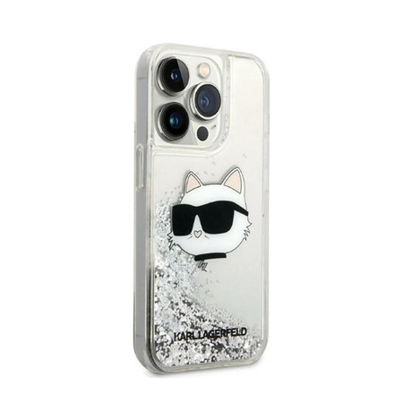 Karl Lagerfeld Liquid Glitter NFT Choupette Head - Hülle für iPhone 14 Pro (Silber)