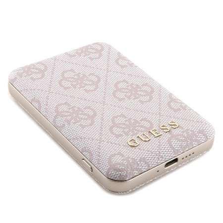 Guess Bundle Pack MagSafe 4G Metal Gold Logo - Etui + Power Bank 5000mAh MagSafe iPhone 15 (rose)