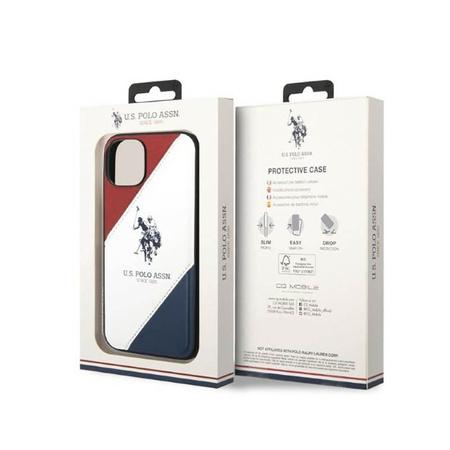 US Polo Assn Tricolor Embossed - pouzdro pro iPhone 14 Plus (bílé)